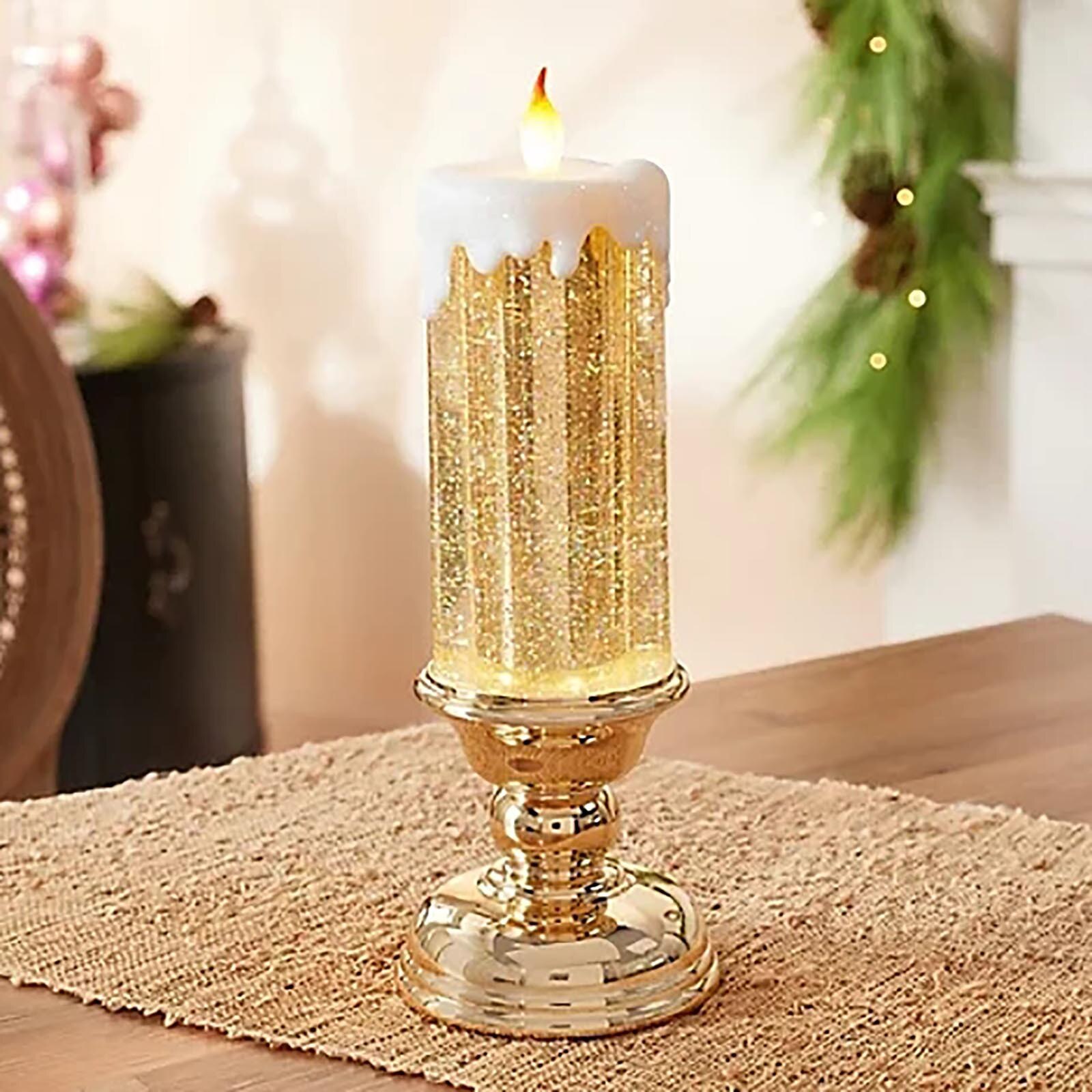 300ml Led Candles Rotating Color Changing Glitter Led Candles Flameles Romantic Crystal Candle Light Home Party Decoration#T2