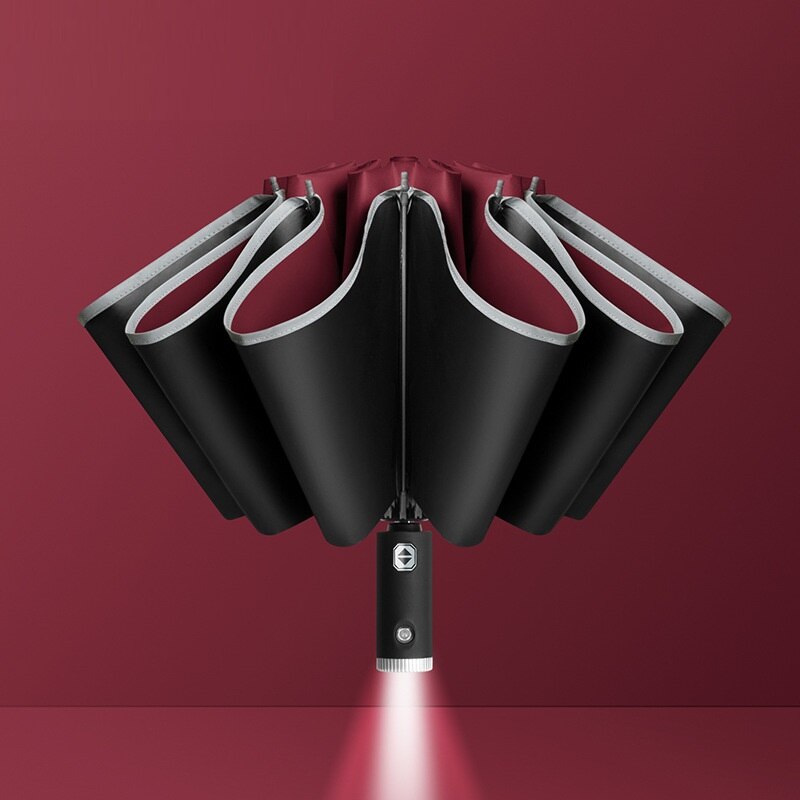 Xiaomi Auto Open Close Light-emitting LED Reverse Umbrella Ten-bones Three-folding Automatic Business Umbrella with Light