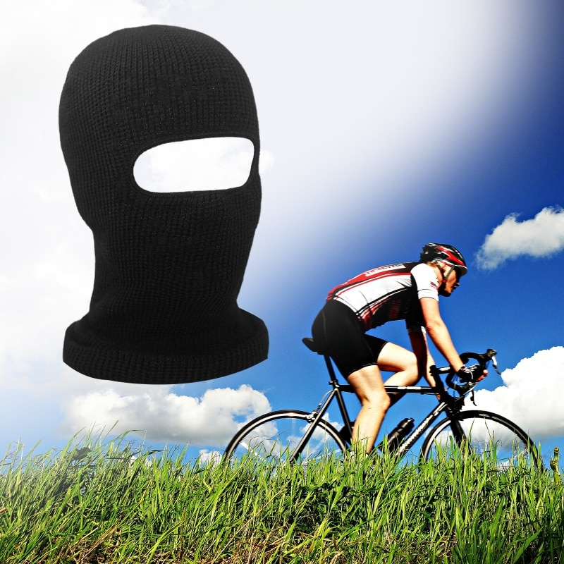 Unisex vinterstrikket ett hull skimaske balaclava luer hatt sykling vindtett hjelm fôr heldeksel cap hals varmere