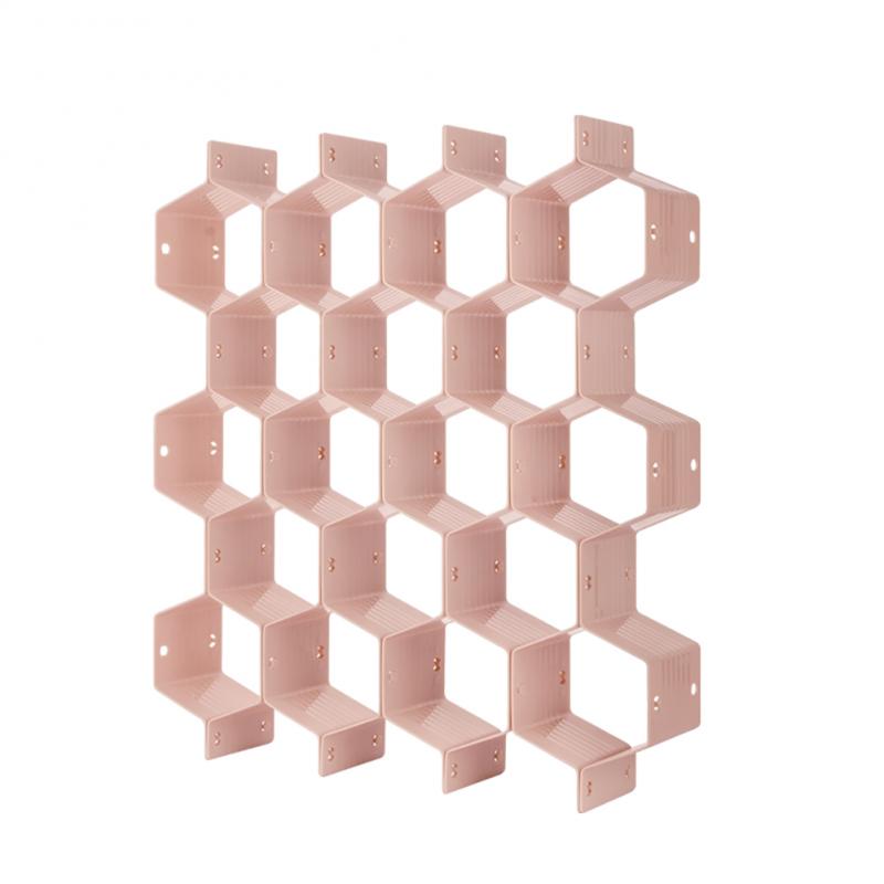 Einstellbare Waben bilden Schublade Organizer DIY Netz Lagerung Organizer Schindel Schublade Teiler Für Sortierung Höschen Socken: Rosa