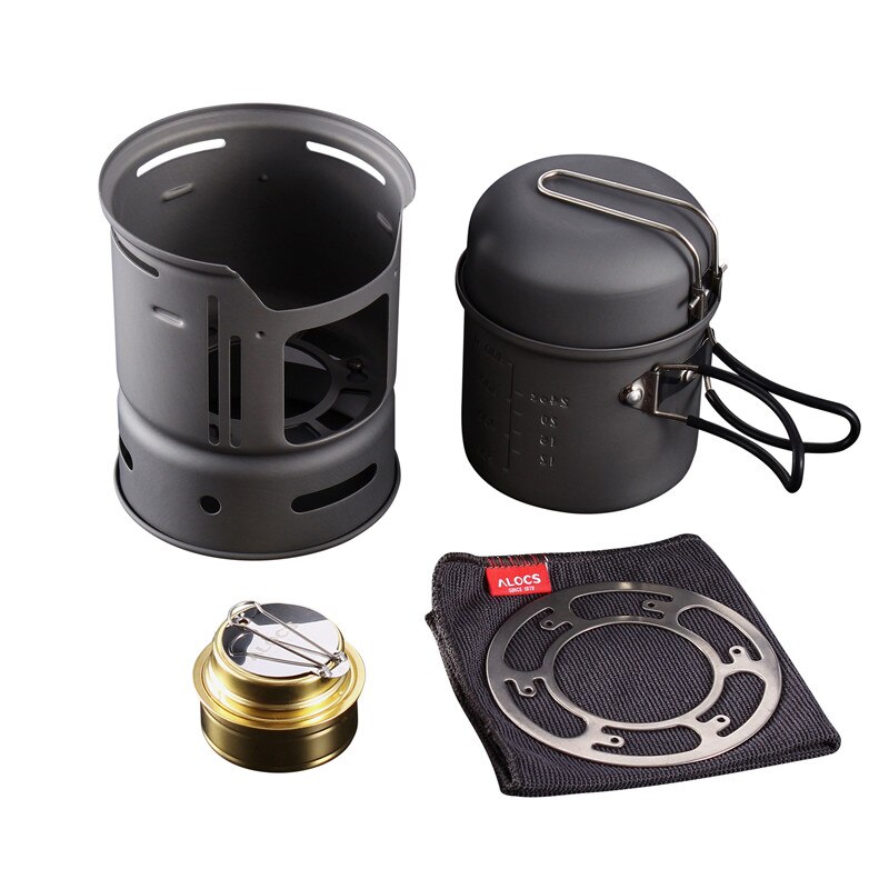 Alocs cw -c01 aluminiumlegering utomhus servis set 1-2 person bärbara 7 st camping köksredskap för utomhus vandring picknick