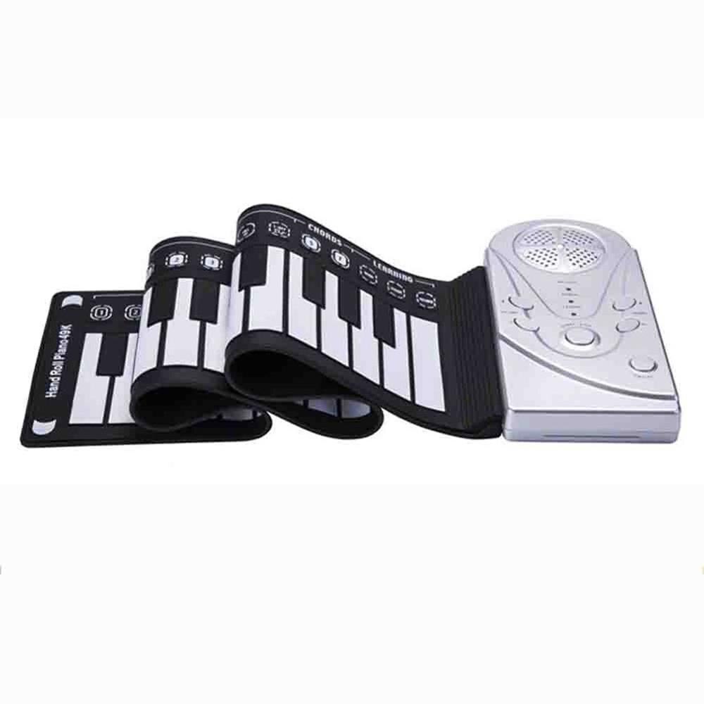 Przenośny 49 klawiszy cyfrowa klawiatura ręczna rolka pianino silikonowe elektryczne dla dzieci początkujący pianino elektroniczne