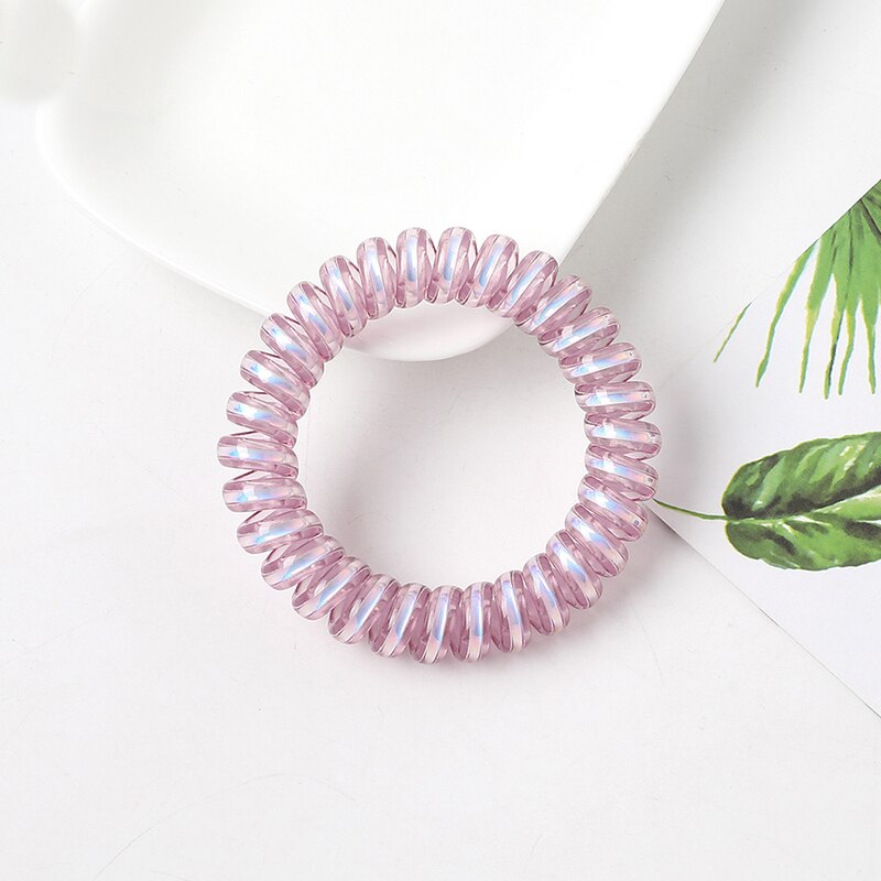 Coletero en espiral de goma de plástico elástico, fino y pequeño, cable para teléfono, sin pliegues, lazos para el pelo, banda para el pelo: Dark Pink