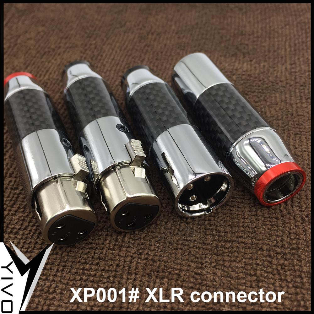 2 pairs/4pairs Female Male 3 pins Carbon Fiber Brass Plated Rhodium Gold XLR Plug Connector