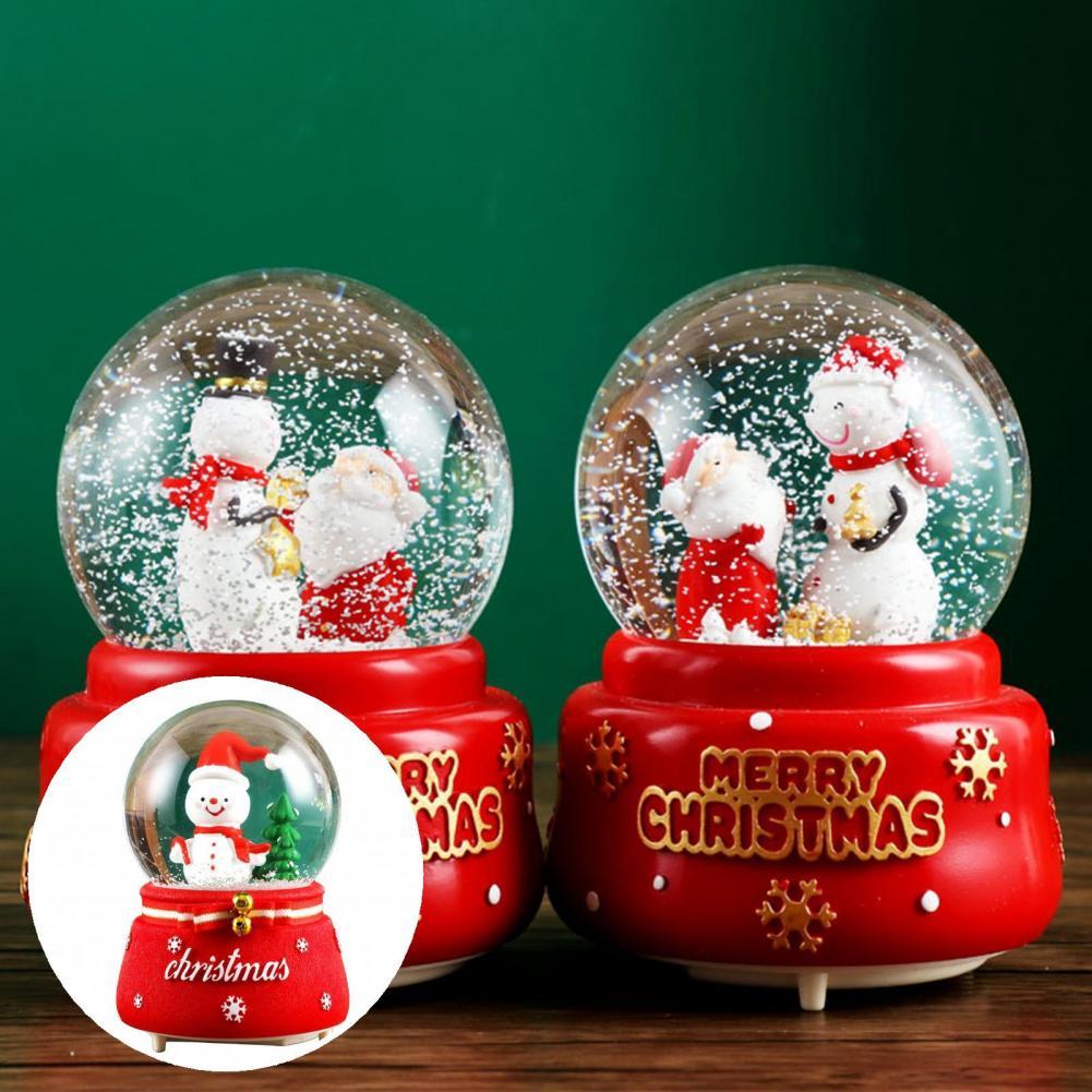Santa Claus Snow Globe Cute Santa Claus Statue Music Snow Globe Ornament Desktop Decor Christmas Snow Globe