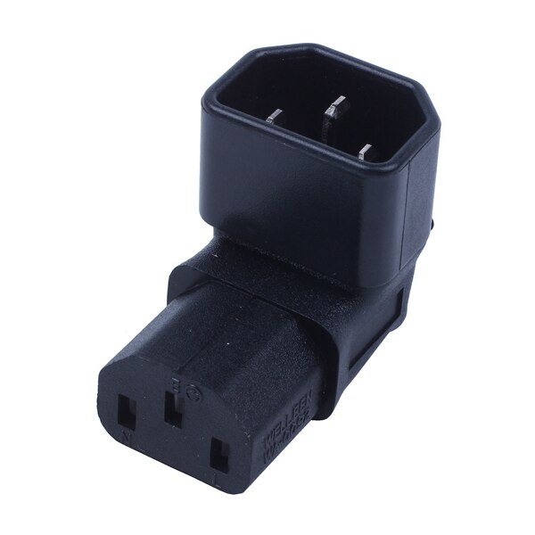 IEC Male C14 to Up Right Angled 90 Degree IEC Female C13 Power Extension Adapter & Right Angled IEC Adapter, Up Angled IEC 320 C