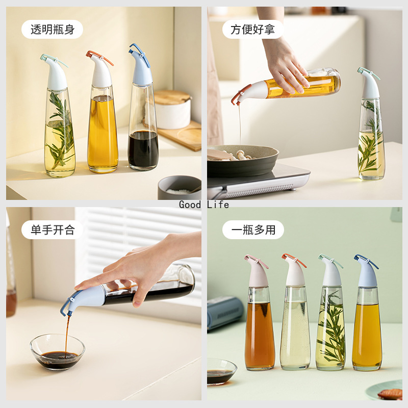 Cooking Seasoning Bottle Dispenser High Borosilicate Glass Olive Oil Soy Sauce Vinegar Pot Bottles Can