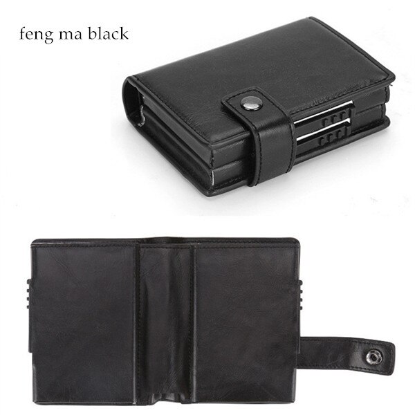Bisi Goro Aluminium Wallet Credit Card Holder Metal Met Rfid Blocking Multifunctionele Portemonnee Reizen Metal Case: feng ma black X-35C