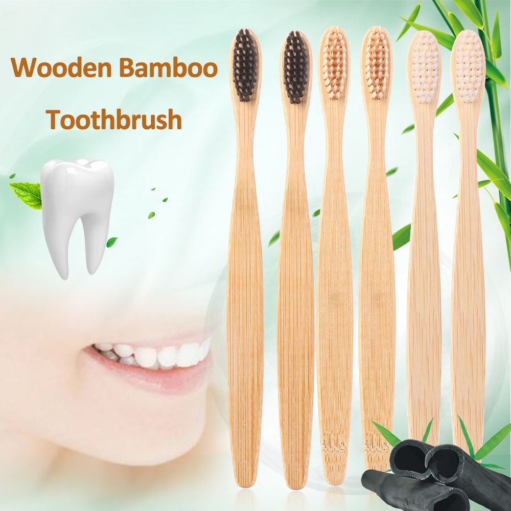 Adult Bamboo Toothbrush Soft Fibre Hair Wooden Teeth Brush Rainbow Multi-colors Eco-Friendly Oral Care Bamboo Products