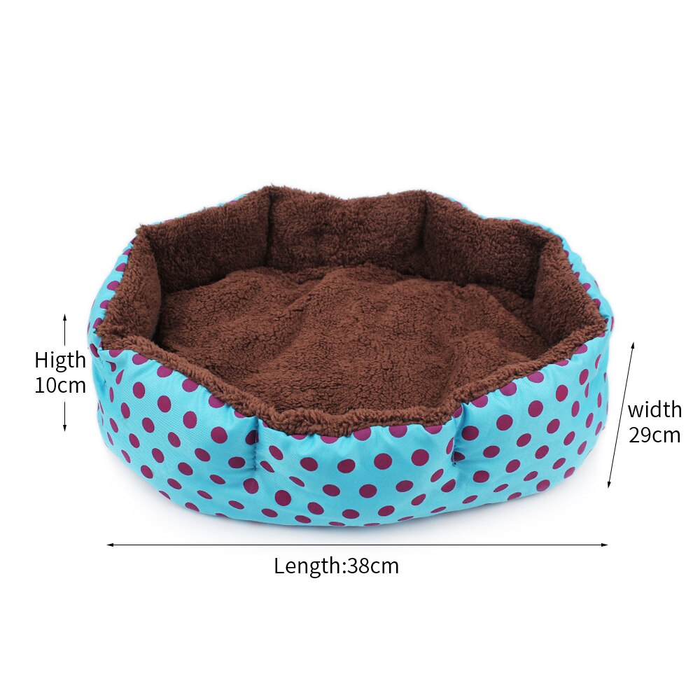 Achthoekige Pet Hond Bed Lange Pluche Opvouwbare Huisdier Bedden Zachte Wasbare Hond En Kat Mat Kennel Winter Warm Huisdier Kussen producten: Blauw