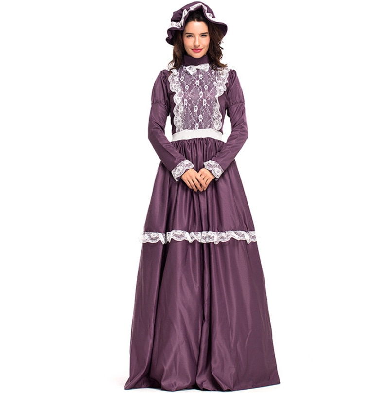 Volwassen Vrouwen Prairie Lady Historische Thema Colonial Kostuum Halloween Vintage Hof Prinses Middeleeuwse Kostuum