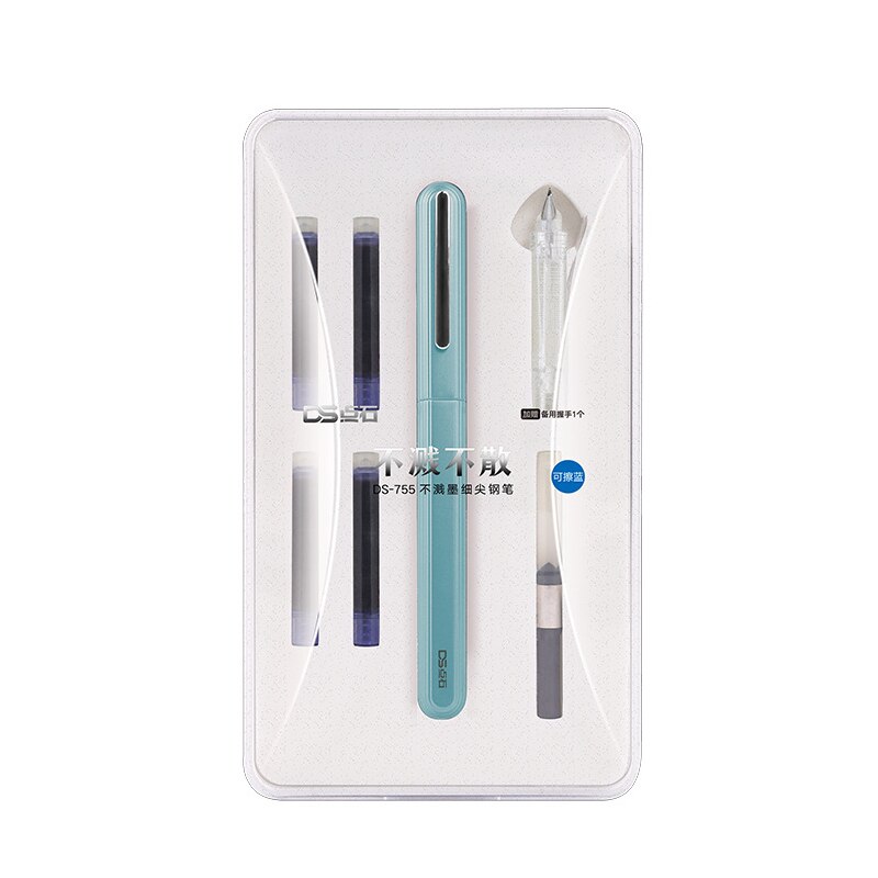 1 Pcs Non-splashing ink fine-pointed fountain pen self-control ink fine pen student calligraphy fountain pen: blue