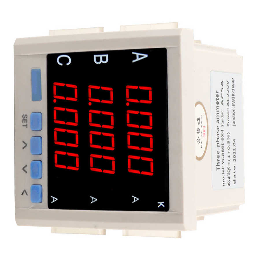 Digital LED Programmable AC Ammeter Three-Phase AC Ammeter Voltmeter Multfuctional Energy Mete