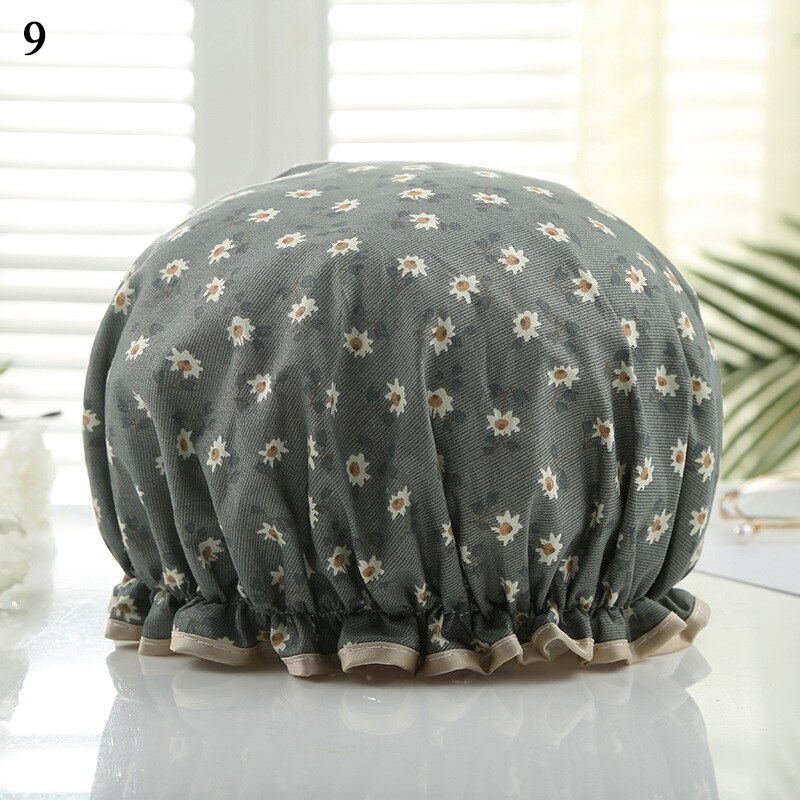 Shower Cap Bathing Waterproof Cap Cute print Daisy Flamingo Anti-smoke Cap Comfortable Bath Hats Bathroom Accessories Hair Cover: 9