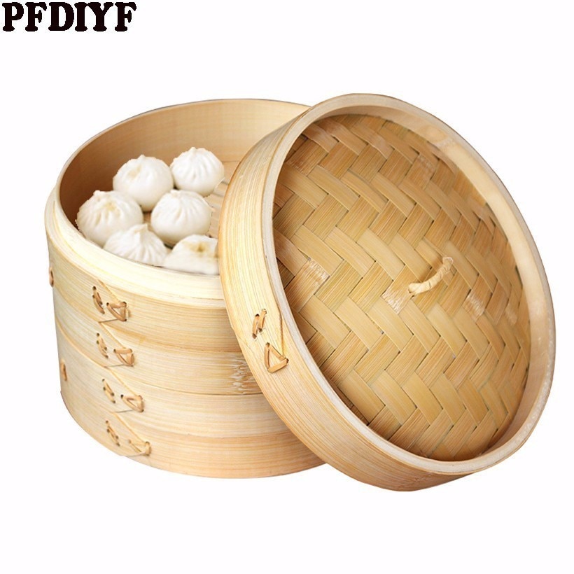 Ett bur eller lokk matlaging bambus dampkoker for fisk ris grønnsak snack kurv sett kokeverktøy dumpling steamer 5 stk steamer matter