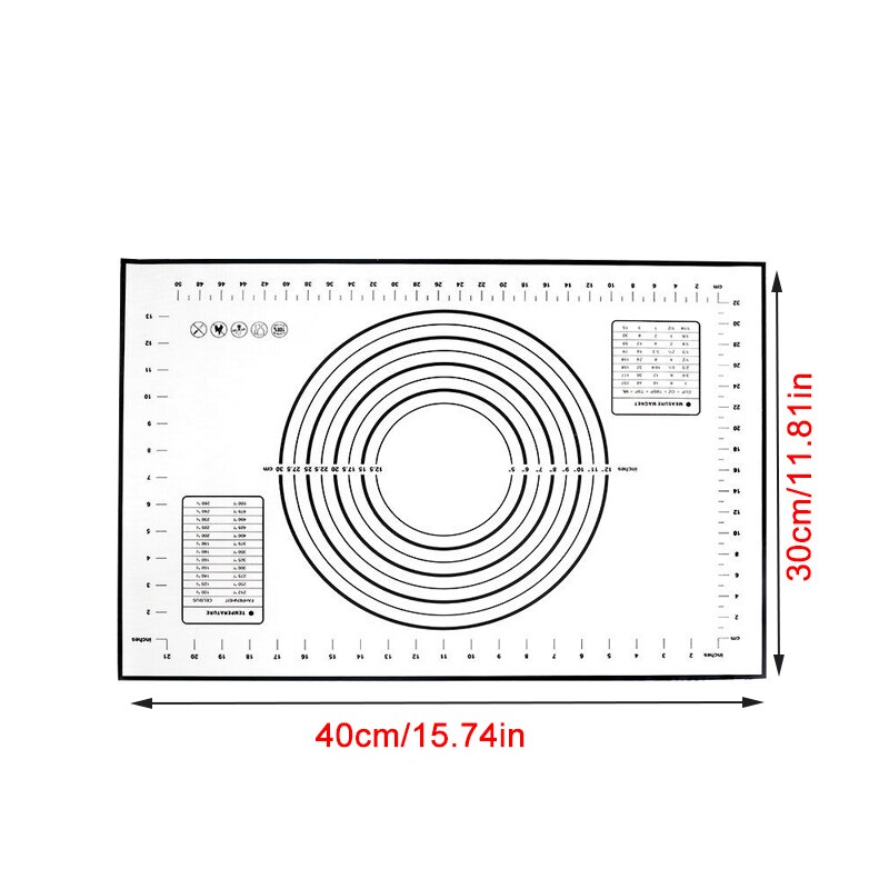 Siliconen Bakken Mat Gebak Rolling Keuken Kneden Deeg Mat Gereedschap Dikke Non-stick Rolling Matten Gebak Accessoires Vel Pads: black 40x30cm