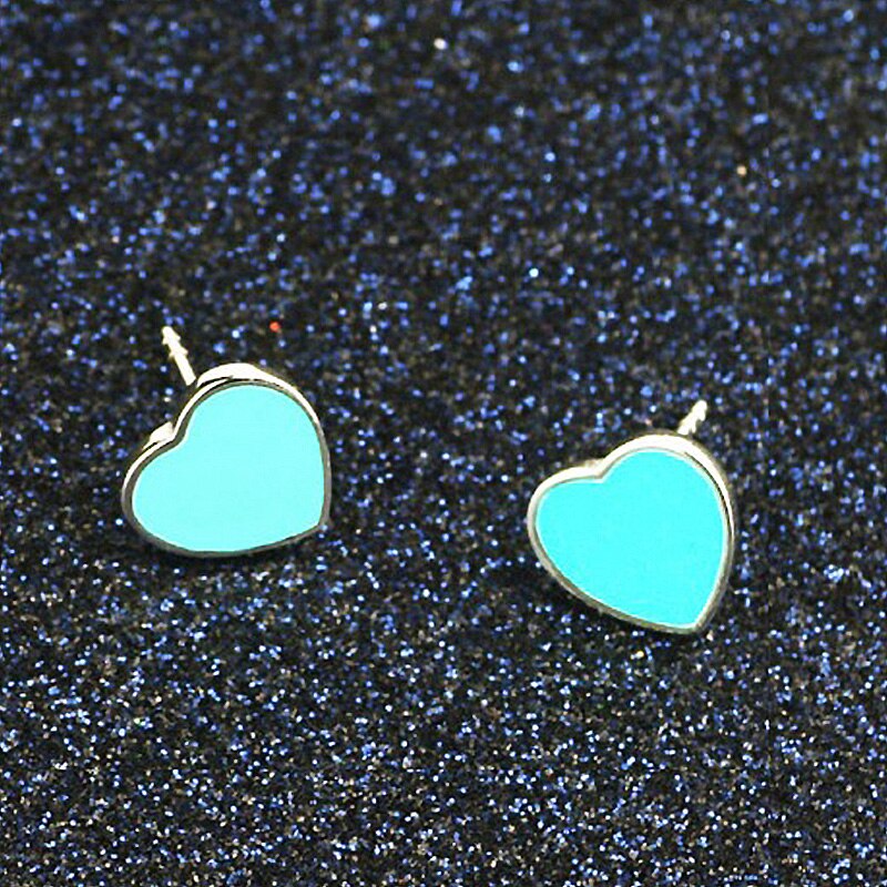 women earring stud Stainless steel Blue heart earrings stud women jewelry for women Accessories punk stly