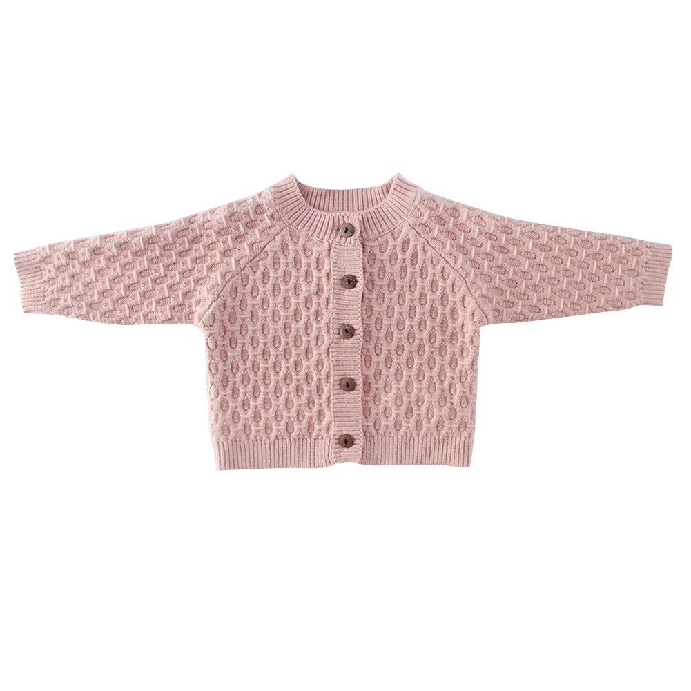 Vêtement quotidien bébé couleur unie motif diamant manches longues pull Cardigan pour enfant en bas âge, fille, garçon, 0-2 ans: Rose / 6M