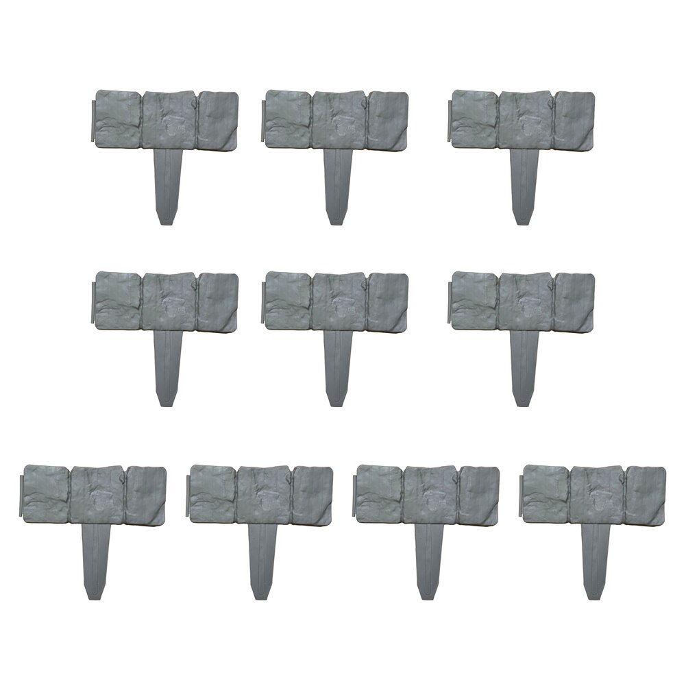 Imitation Stone Fence Realistic Garden Border Grey Stone Effect Lawn Edging Plastic Plant Fence For Flower Bed Grass Garden: Default Title