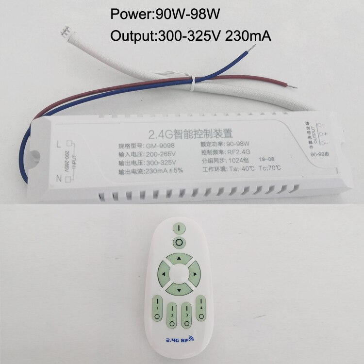 Justering af farvetemperatur og dæmpbar led transformer 2.4g fjernbetjening led driver isoleret og sikker intelligent strømforsyning: 220v 90-98w