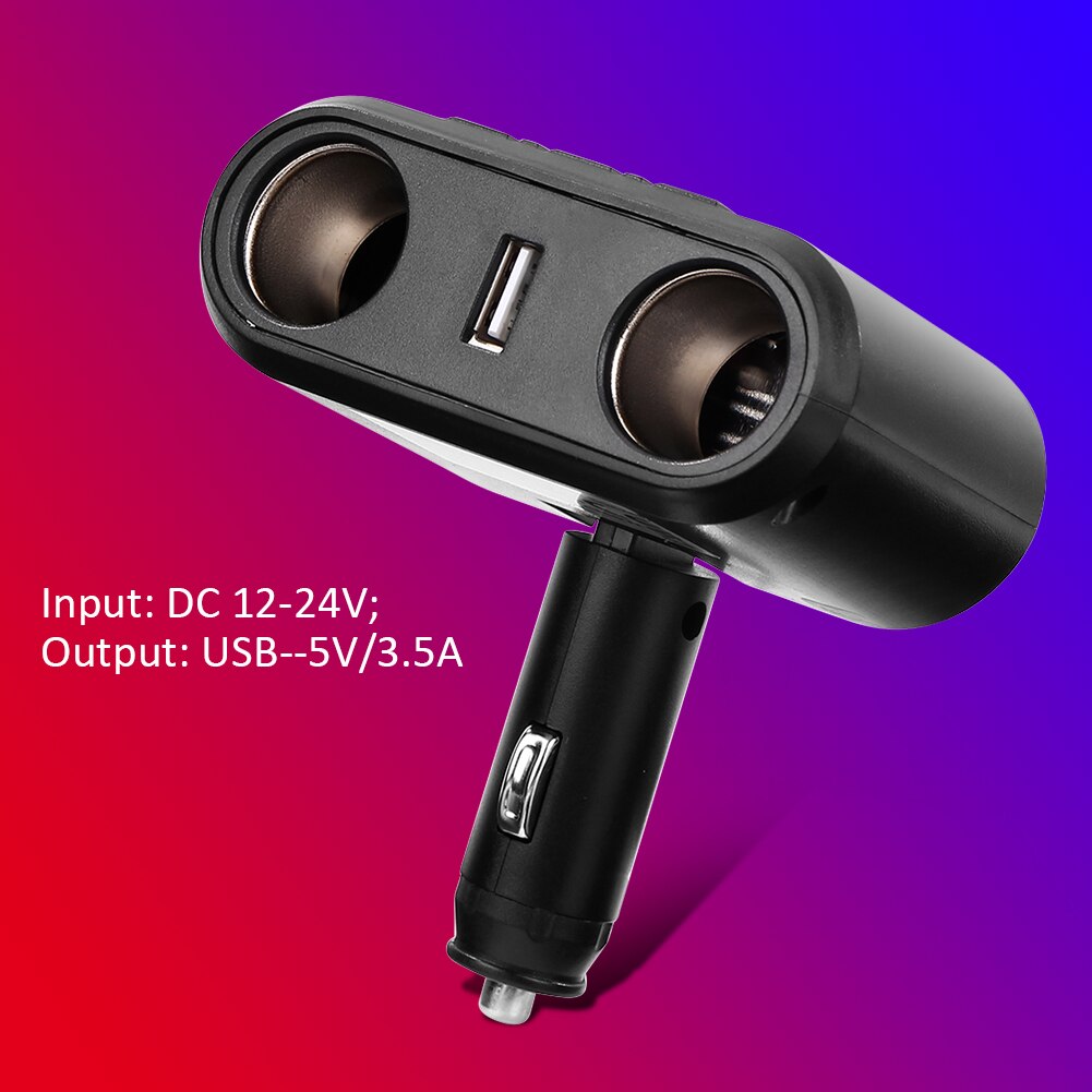 V16 HD Car Cigarete Lighter 80W 2 Way 12V 24V Socket Splitter 3.5A USB Charger for Outdoor Personal Car Accessories