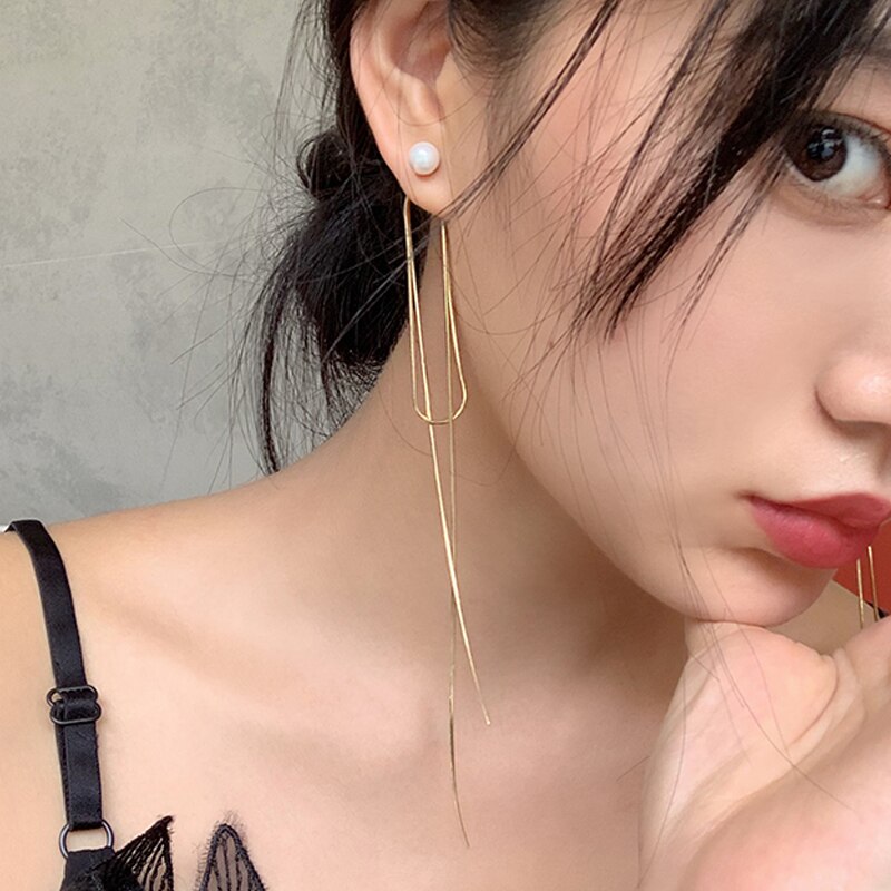 1 paar Gold Silber Farbe Lange Gewinde Quaste Ohrringe Für Frauen Neue Einfachheit Temperament exquisit Elegante Schmuck Ohrring