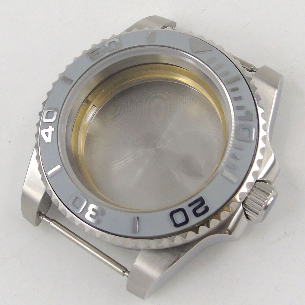 Fit NH35/NH36 Automatische Beweging Horloge Case Saffierglas Zonder Vergrootglas Grey Keramische Bezel Insert Zien Backcover