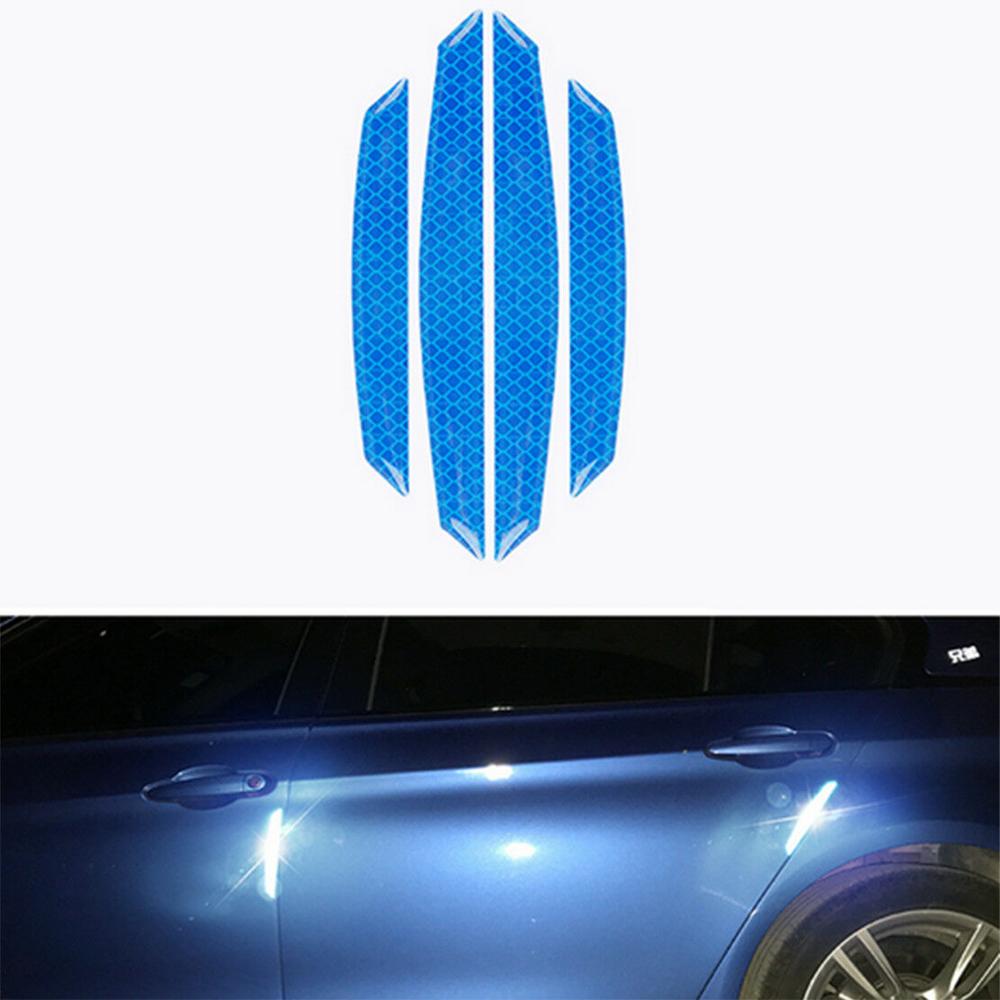 Eidran 4 stk reflekterende autodørkantbeskytter anti-kollisionsbeskyttelses klistermærke: Blå