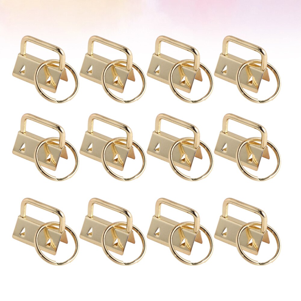 50Pcs DIY Fabric Hardware Key Chain Fob Wristlet Hardware with Key Ring for Lanyard Luggage Strap Accessories（25mm, Silver)