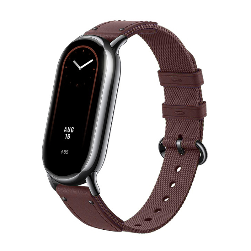 Originalarmband für Xiaomi Mi Band 8 Armbinde Leder Ersatzarmband Miband 8 NFC Nylon Pulseira Mi Band 8 9 Band: rot Schwarz