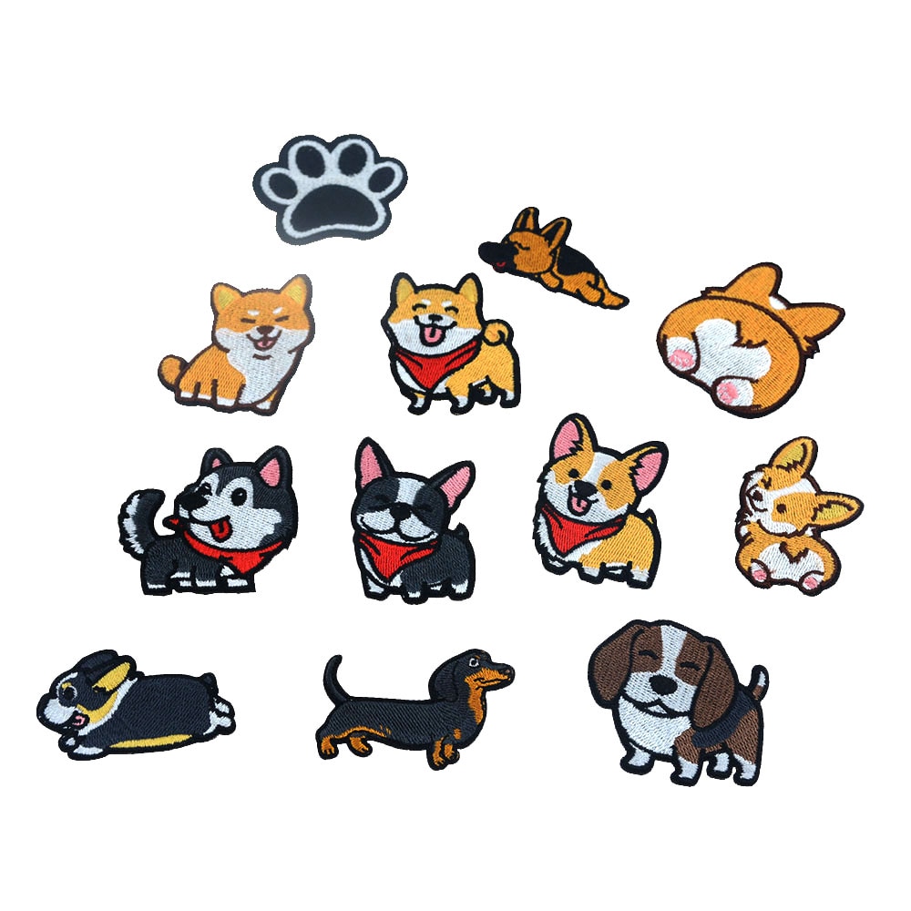 Corgi/Teckel/Husky Patch Borduurwerk Patches Voor Kleding Leuke Hond Animal Ijzer-Patches Op Kleding