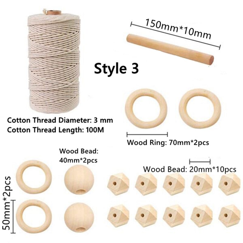 Kit de cordon pour macramé en coton de 3mm Durable, corde pour macramé faite à la main, tapisserie torsadée, fil de Textile tricoté, fournitures pour la maison: Style 3