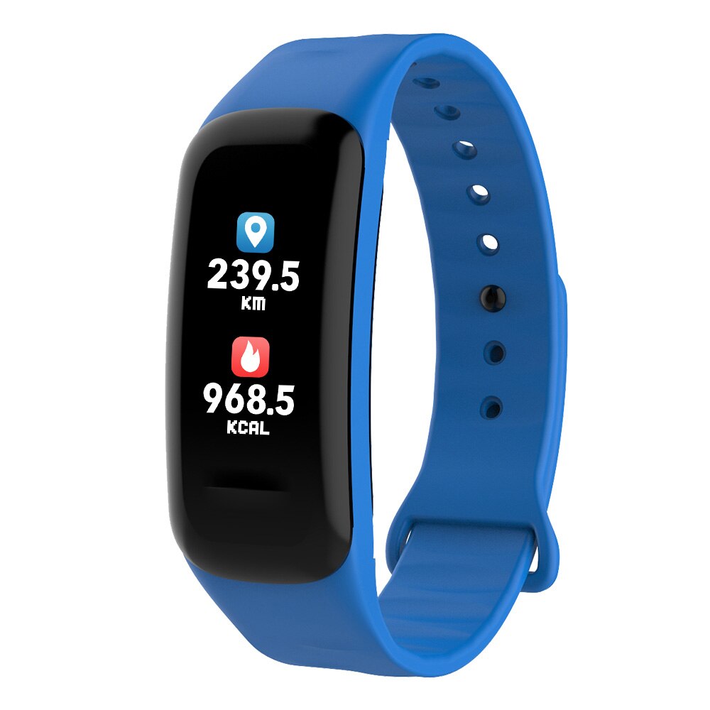 Color Screen C1S Smart Bracelet Waterproof Heart Rate Monitor Health Fitness Tracker Bluetooth Smart Watch for Sport PK MI Band4: Blue