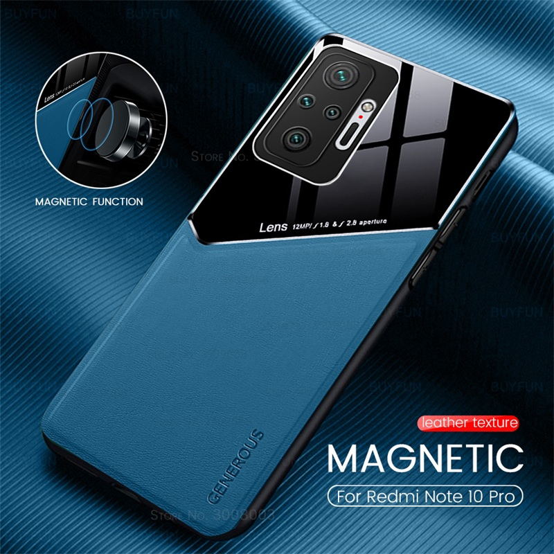 Redmy Note10 Pro Case Leather Car Magnetic Holder Cover For Xiaomi Redmi Note 10 11 Pro 11S 10S 10T Soft Frame Shockproof Coque