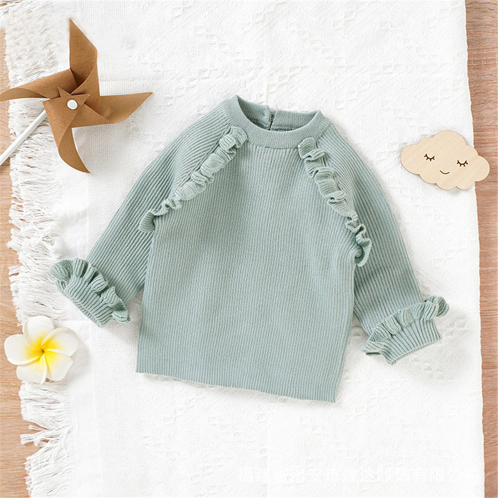 Effen Trui Kids Baby Meisjes Kleding 2022 Lente Herfst Candy Kleur O-hals Losse Casual Trui Aantrekken Tops Jas 3M-2Y