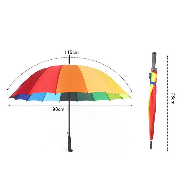 16K a prueba de viento Arco Iris paraguas lluvia mujeres hombres Sol caminando mucho manejar sombrillas rectas para Golf automática abierto sombrilla
