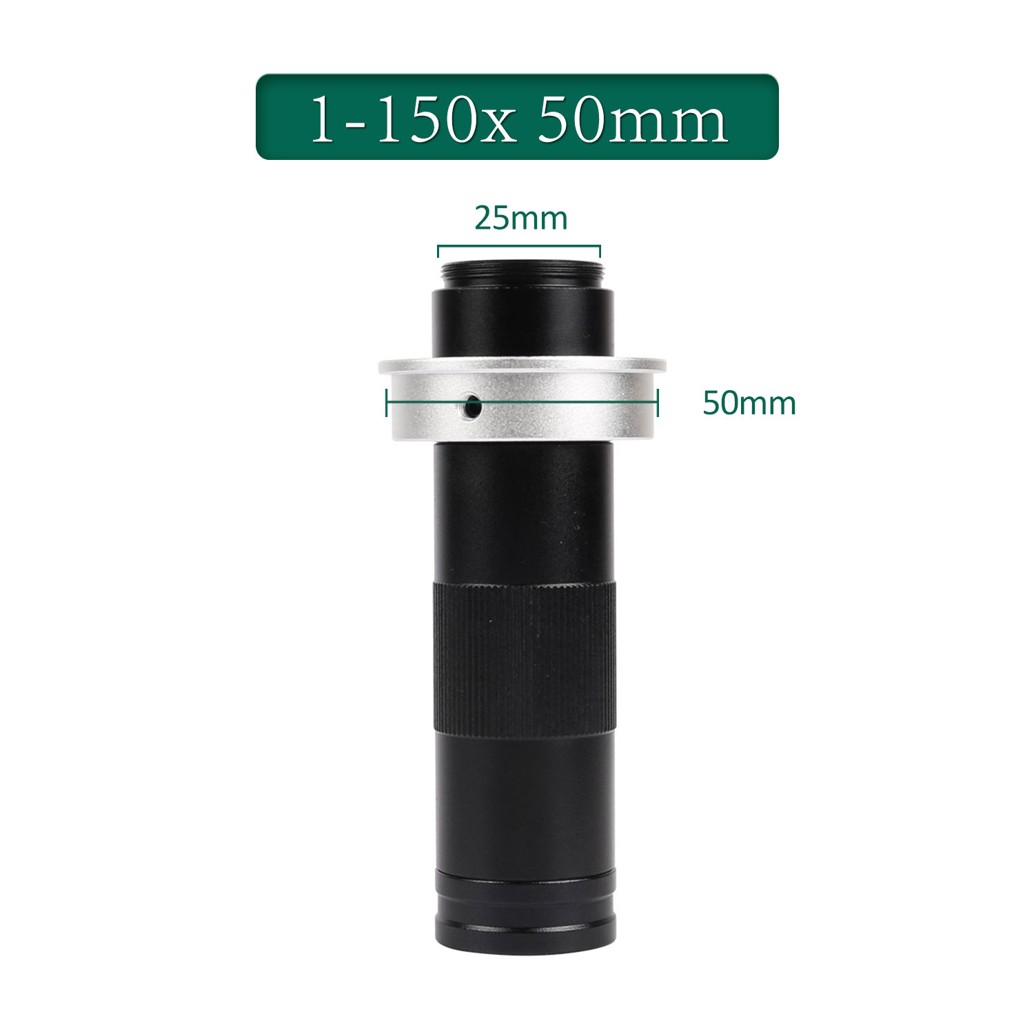 YIZHAN Magnification Adjustable 150X Zoom C Mount Lens With 0.5X Objective For HDMI USB Industrial Digital Microscope Camera: Silver