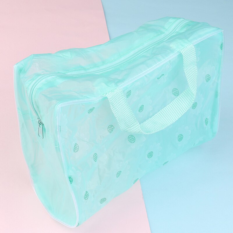 Clear Transparent Plastic PVC Travel Makeup Bag Cosmetic Toiletry Zip Bag Pouch: Green