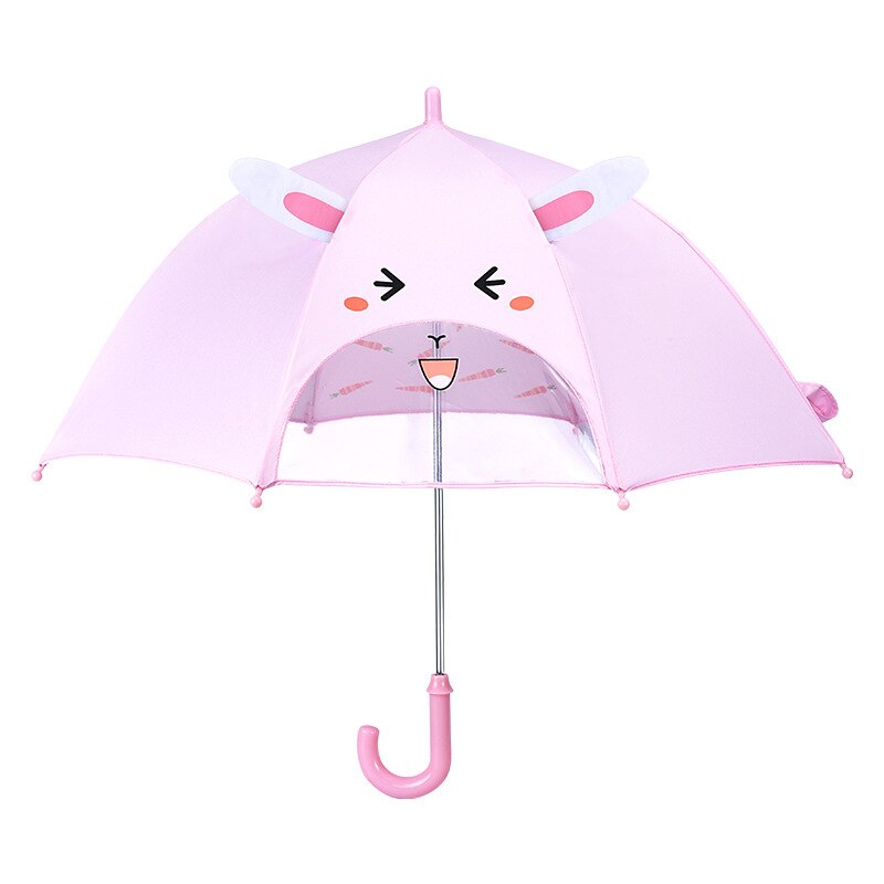 Paraguas pequeño de pato amarillo para niños, sombrilla de ventana transparente pequeña para niños y niñas, paraguas para guardería: Pinky Rabbit