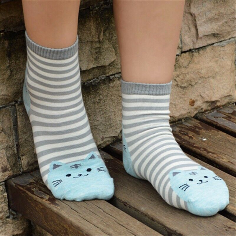 Goocheer bomuld koreansk stil dame sjov strømper dame piger børn tegneserie kat bomuld ankelstrømper y