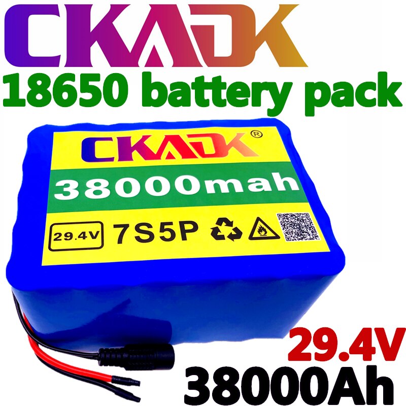 Batteria 7S5P 24v 38Ah di alta qualità batteria agli ioni di litio da 250w 29.4V 38000mAh per caricabatterie elettrico 2A per sedia a rotelle