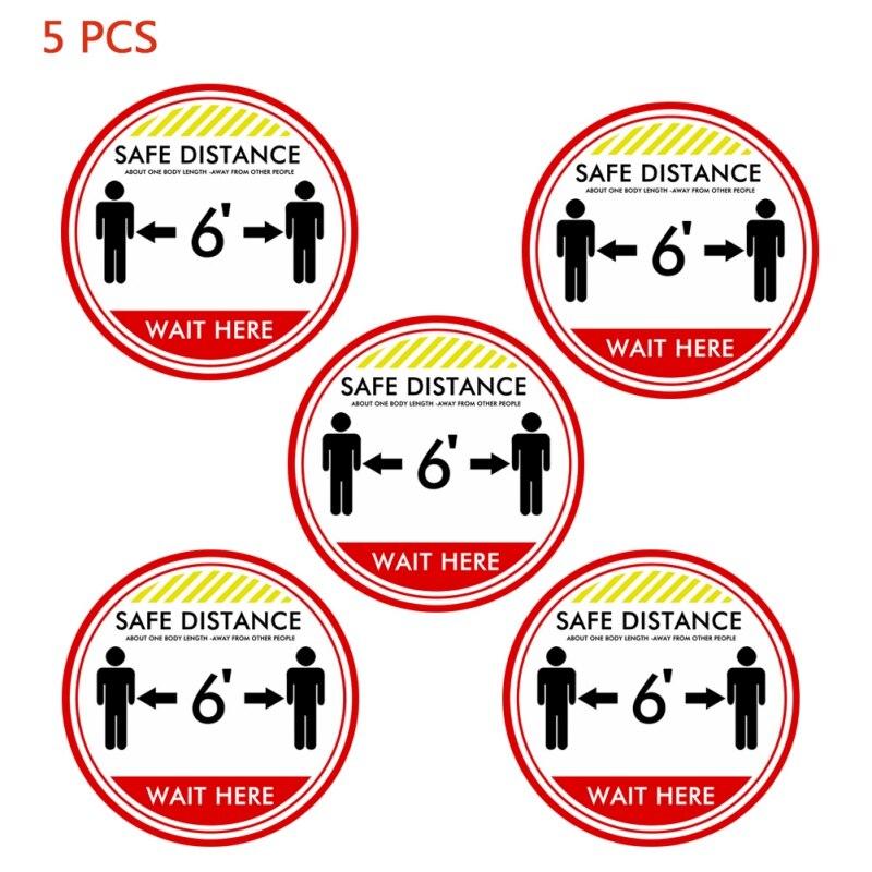 1/5/10 stuks stickers voor de vloer in de openbare ruimte voor social distancing, stickers voor binnenvloeren, stickers voor het veilig afschermen van menigten.: 5 stuks d