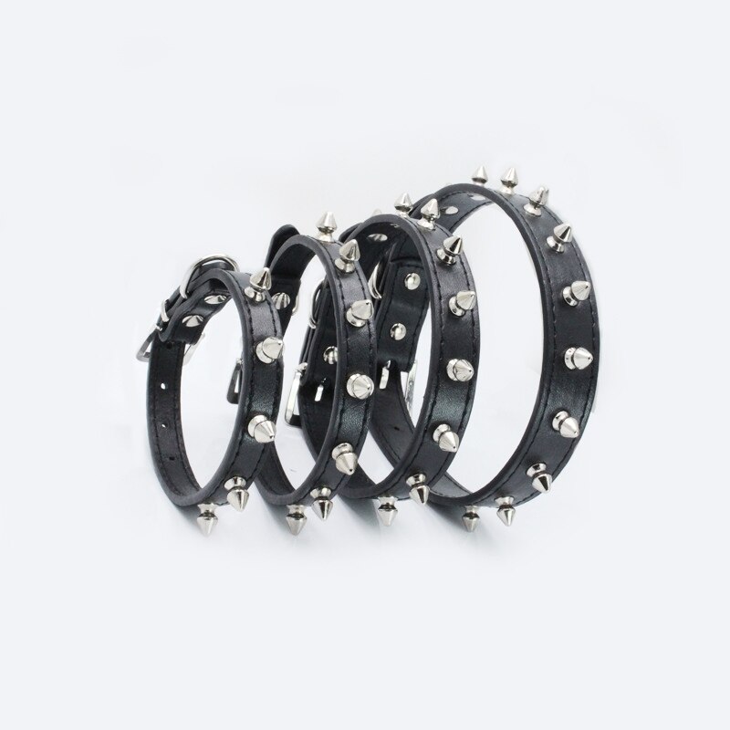 Cool Spiked Dog Collars For Studded Padded Leather Small Dogs Pitbull Terrier Adjustable Pet Necklace Dog Cat Leather CollarLLLL