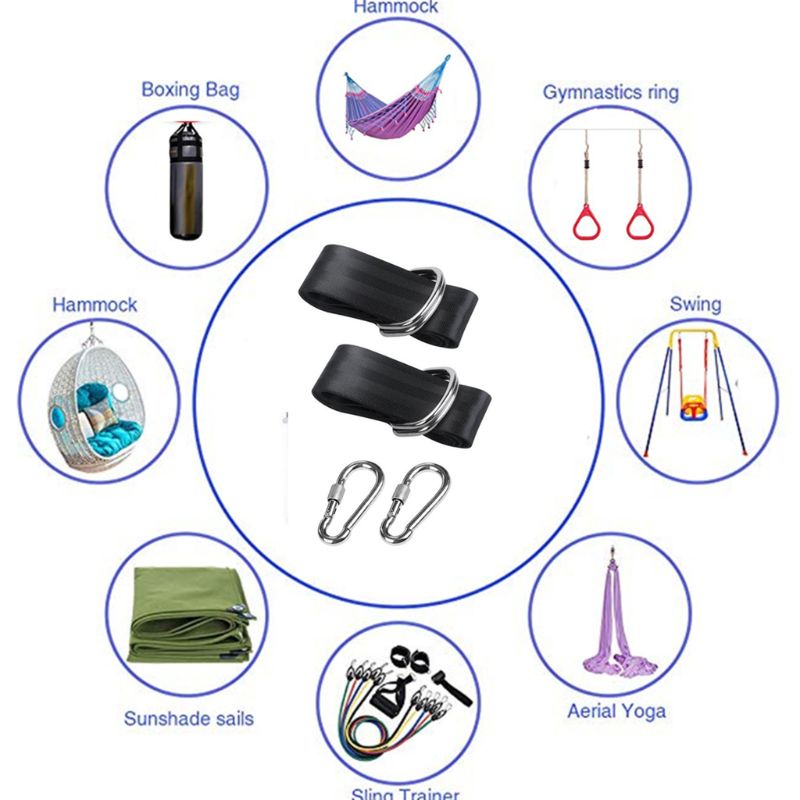 Tree Swing Hanging Straps Kit Holds 2000 lbs 5ft Extra Long Straps With Safer Lock Snap Carabiner Hooks Perfect For Tree Swing &