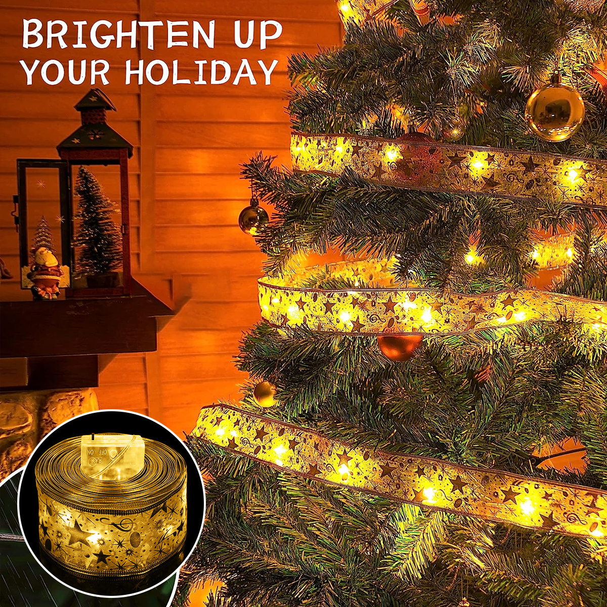 Guirnaldas de luces LED, cinta de luces DIY con lazos de encaje, cadena de luces para árbol de Navidad, dormitorio, boda, de Año , luces decorativas