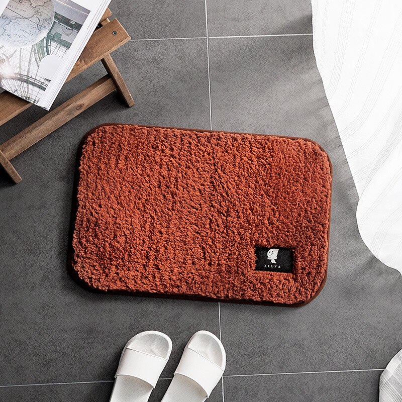 Home Bath Mat Non-Slip Bathroom Carpet Rectangle Washable Mats Microfiber Home Carpets kitchen Toilet Floor Decor: Red / 40x60CM