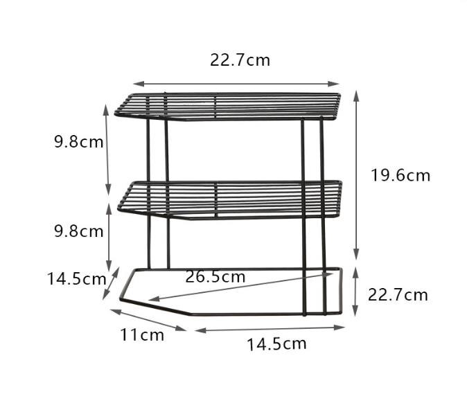Bad Küche Lagerung Rack Tassen Gerichte Gewürz Glas Gewürz Flasche Finishing Lagerung Rack 3-Tier-Desktop-Metall Halter Rack: Black