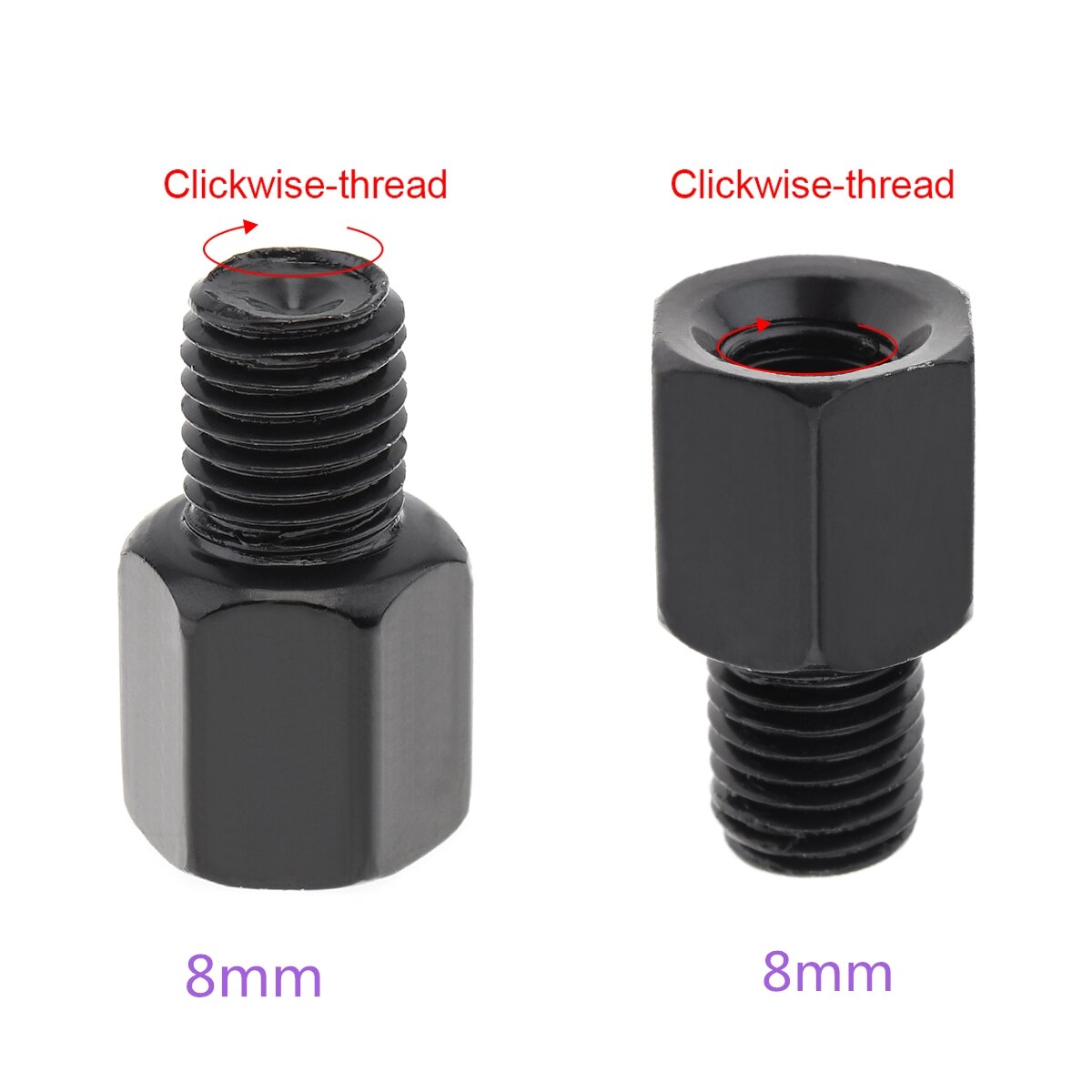 1 Pcs Black Motorcycle Rear Mirror Adapters 10MM 8MM Clockwise Anti-clockwise Right Left hand thread Changing Screw: MULTI