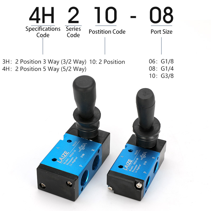 LAIZE 3/2 5/2 Way Pneumatic Air Hand Lever Operated Valve Manual Control 2 Position 3 5Port Push-Pull 3H210-08 4H210-08