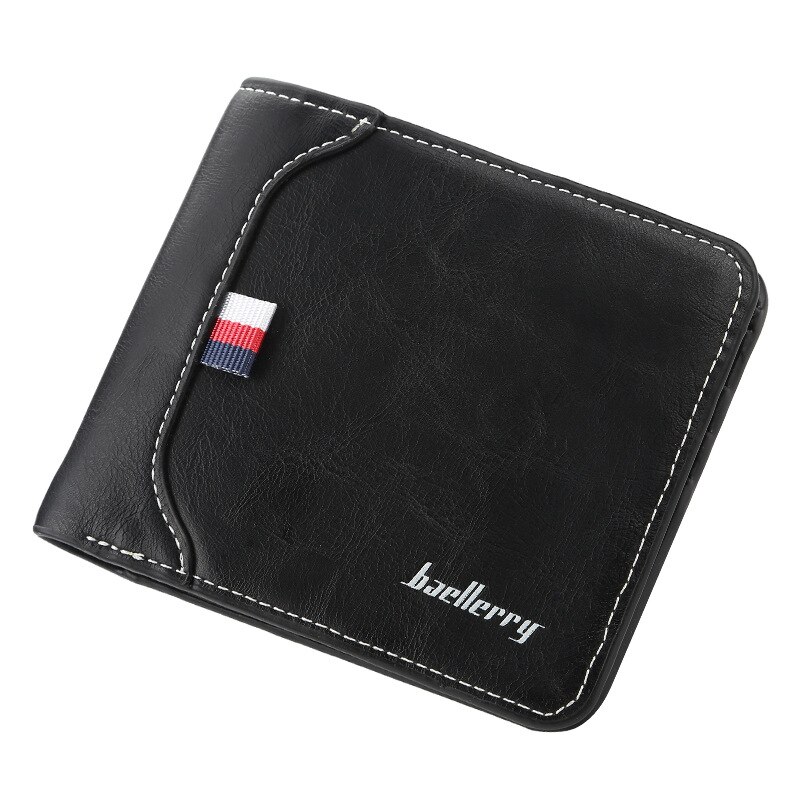 Heren pu leren clutch portemonnee kaarthouder mini portemonnee bank creditcard id kaarthouder portemonnee muntvakje  xb35: Zwart